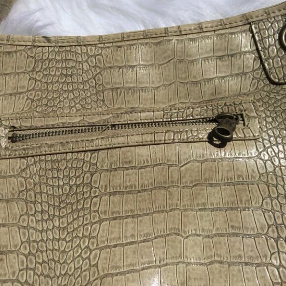 Simply Vera Tan Animal Print Shoulder Beige Tan Purse Faux Snake Skin Medium - Picture 3 of 7